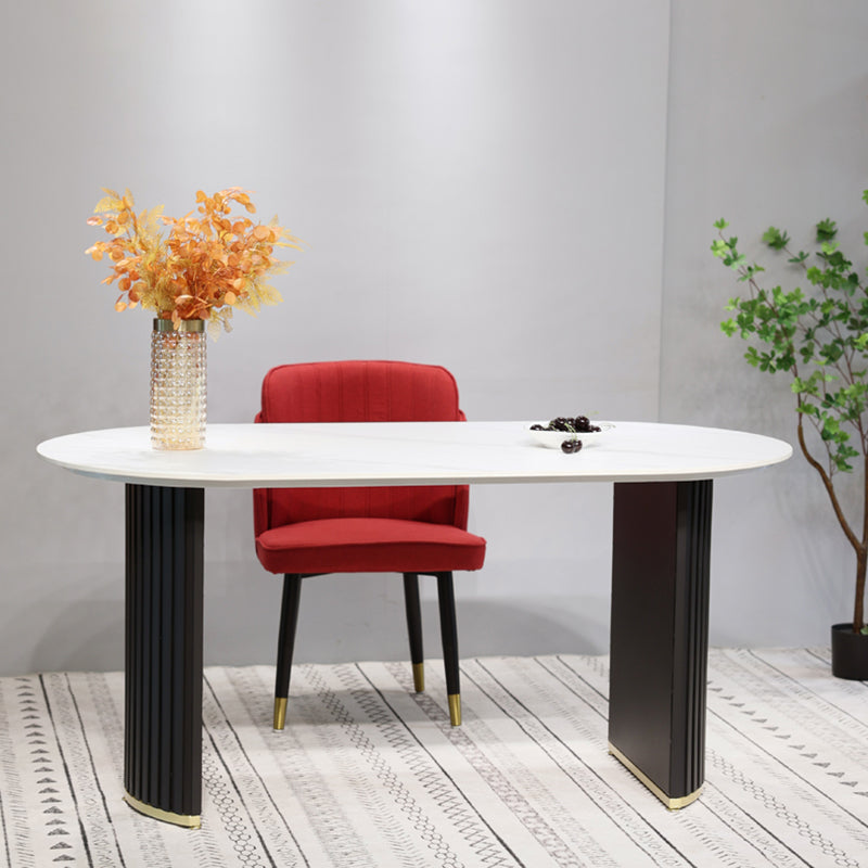 Mesa de comedor de comedor de doble pedestal de lujo muebles de comedor de piedra