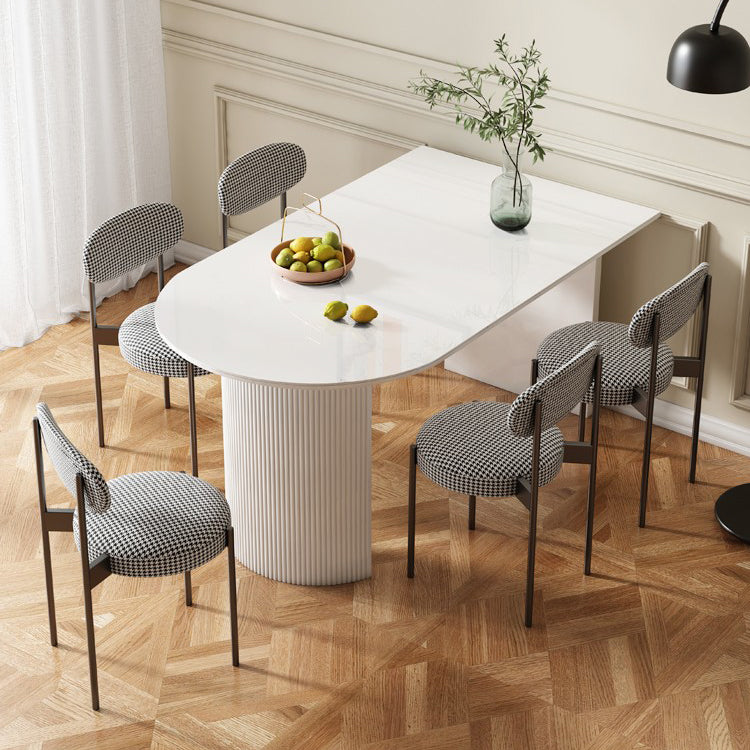 Sintered Stone White Esstisch Einfachheitstisch mit doppelter Sockel für Esszimmer