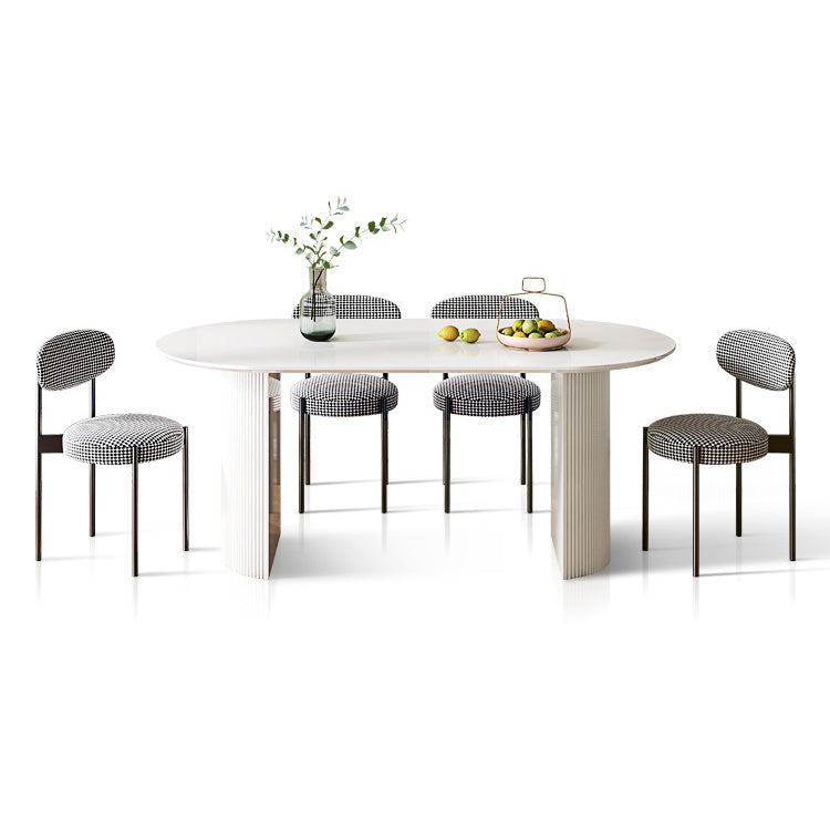Sintered Stone White Esstisch Einfachheitstisch mit doppelter Sockel für Esszimmer
