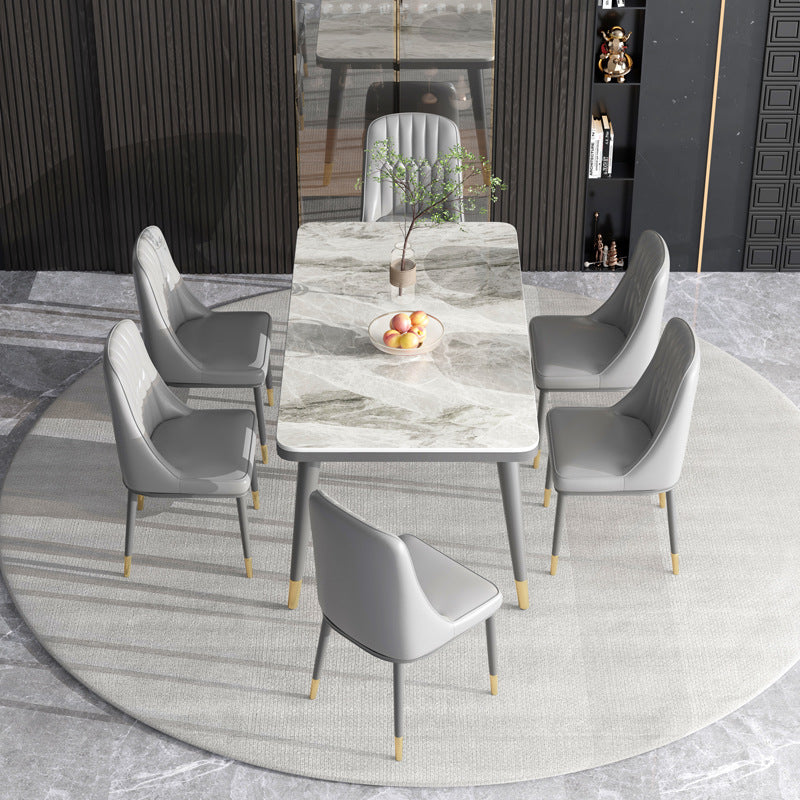 Modern Rectangular Dining Table Stone Top Dining Table with 4 Legs
