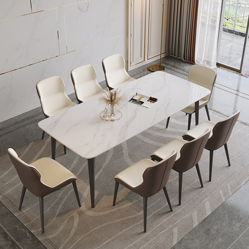 Rectangle Dining Site Table Contemporary Style Stone Furniture with 4 Legs