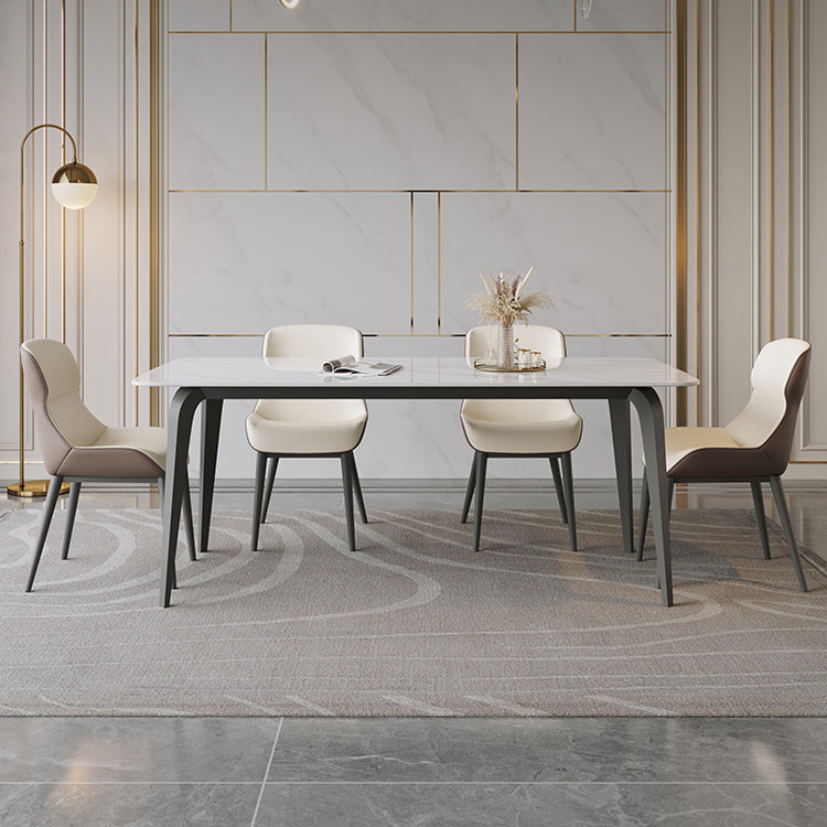 Rectangle Dining Site Table Contemporary Style Stone Furniture with 4 Legs