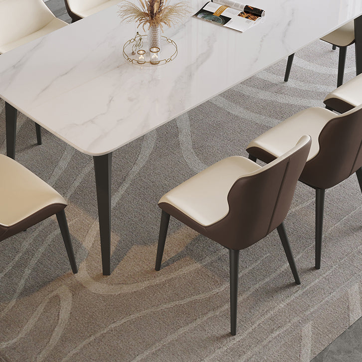 Rectangle Dining Site Table Contemporary Style Stone Furniture with 4 Legs