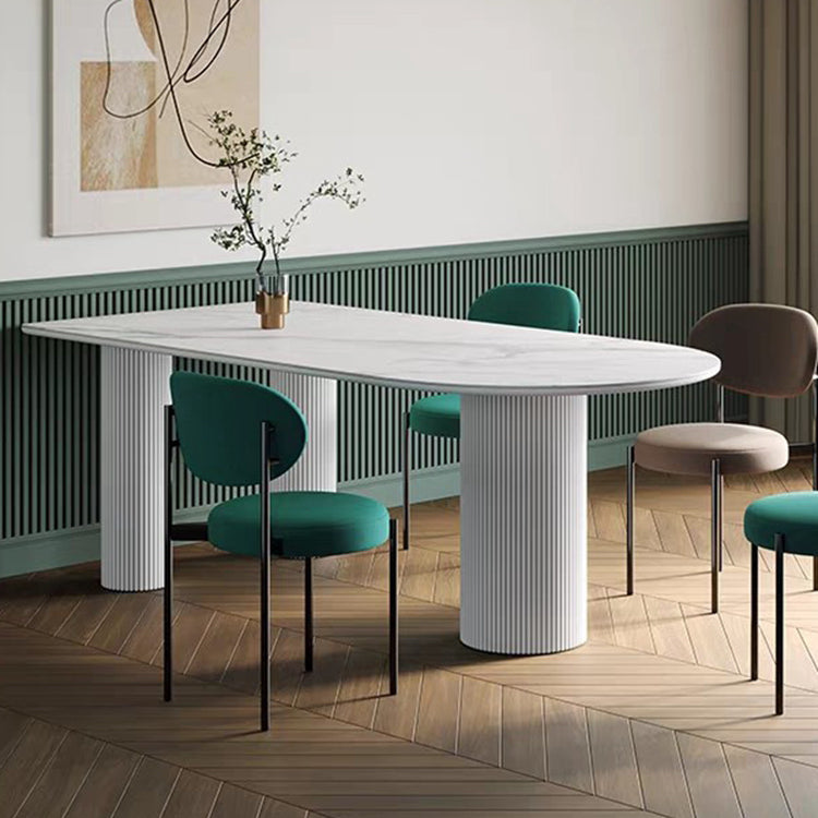 Metal Contemporary Free Form Dining Table Sintered Stone Dining Table with 3 Legs