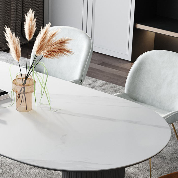 Metal Contemporary Free Form Dining Table Sintered Stone Dining Table with 3 Legs