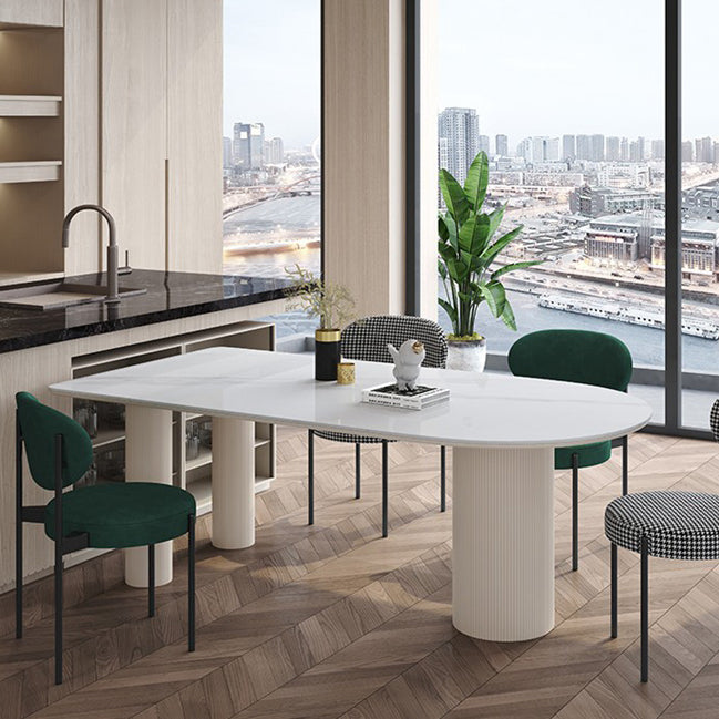Metal Contemporary Free Form Dining Table Sintered Stone Dining Table with 3 Legs