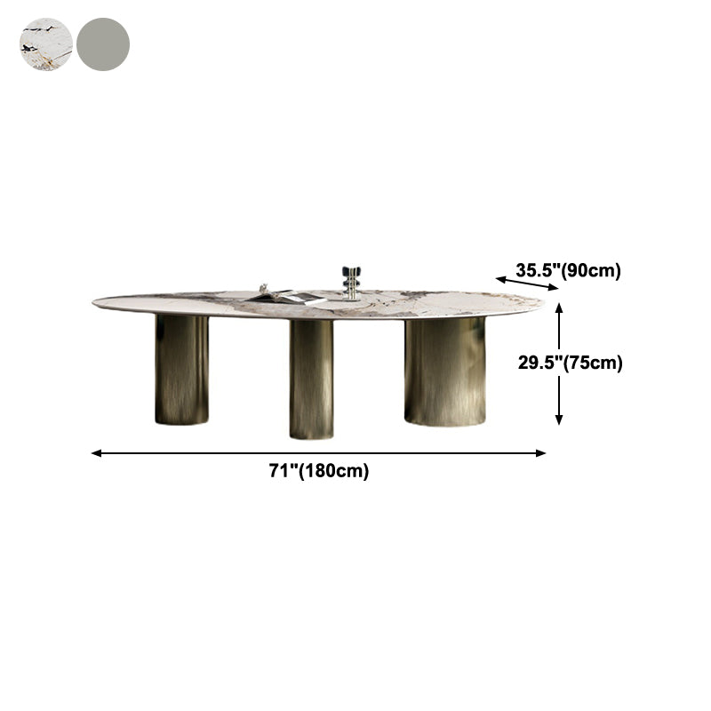 Glam Sintered Stone Standard Dining Table Oval Dining Table with 3 Legs