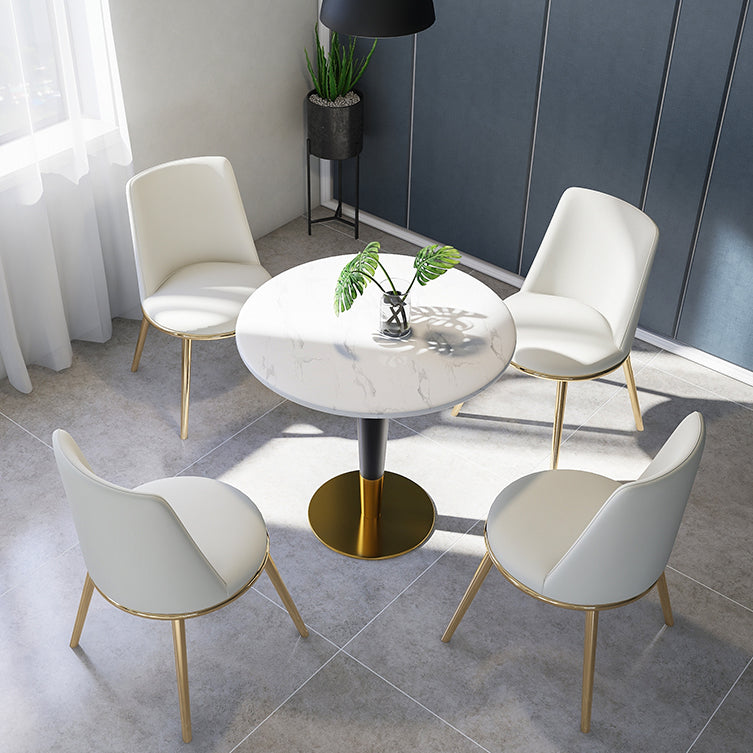 Round Marble Dinette Table Traditional Luxury Dinner Room Table for Indoor
