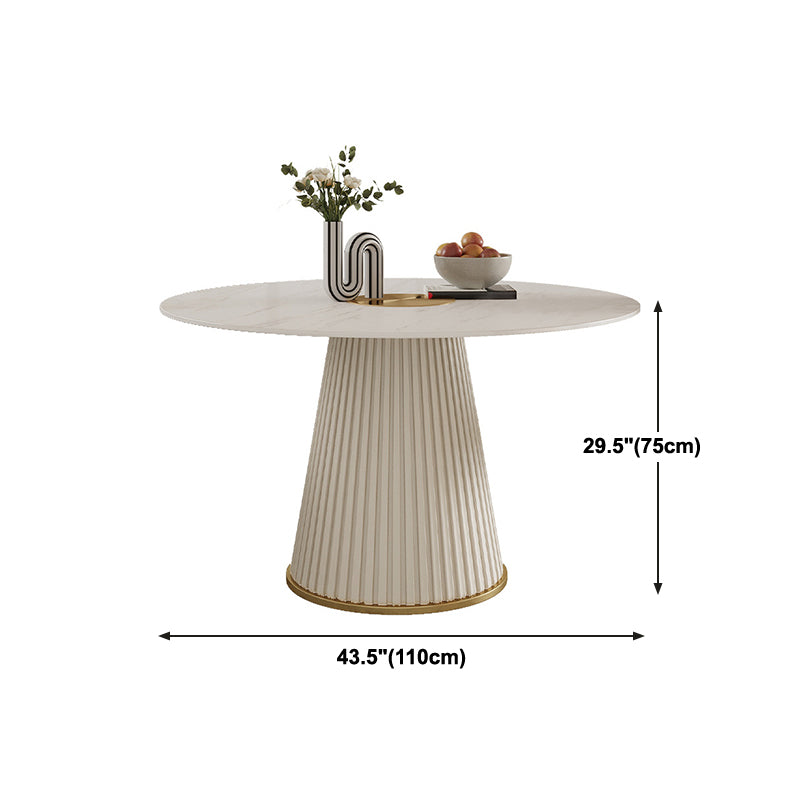 Mesa de comedor de piedra redonda moderna Mesa de comedor blanca con base de pedestal