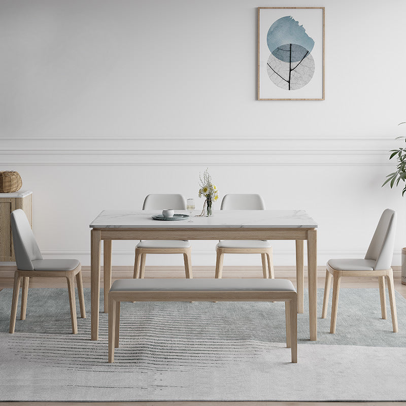 Witte bovenste eettafel Moderne vaste houten eettafel met 4 houten benen