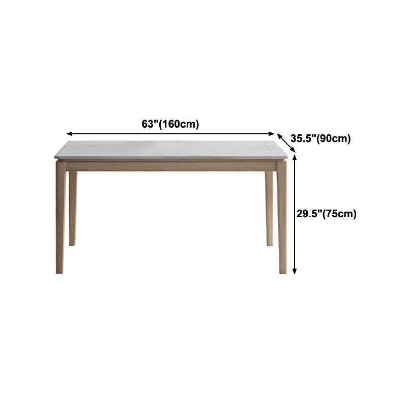 Witte bovenste eettafel Moderne vaste houten eettafel met 4 houten benen