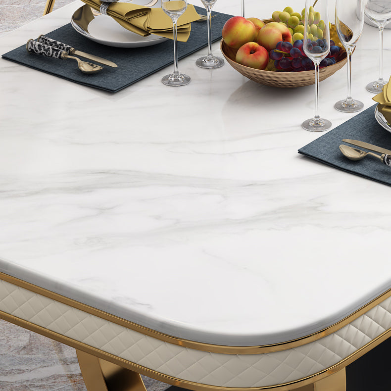 Modern 1/2/5/7 Pieces Dining Set Marble Dining Table with Leather Chairs