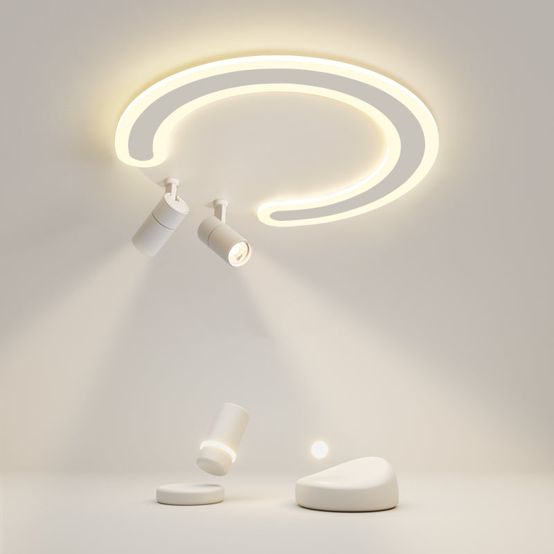 White Flush Ceiling Light Fixture LED Ceiling Lamp with Spotlights for Living Room