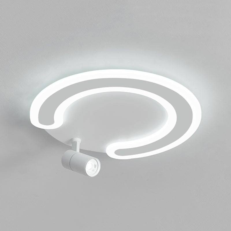 White Flush Ceiling Light Fixture LED Ceiling Lamp with Spotlights for Living Room