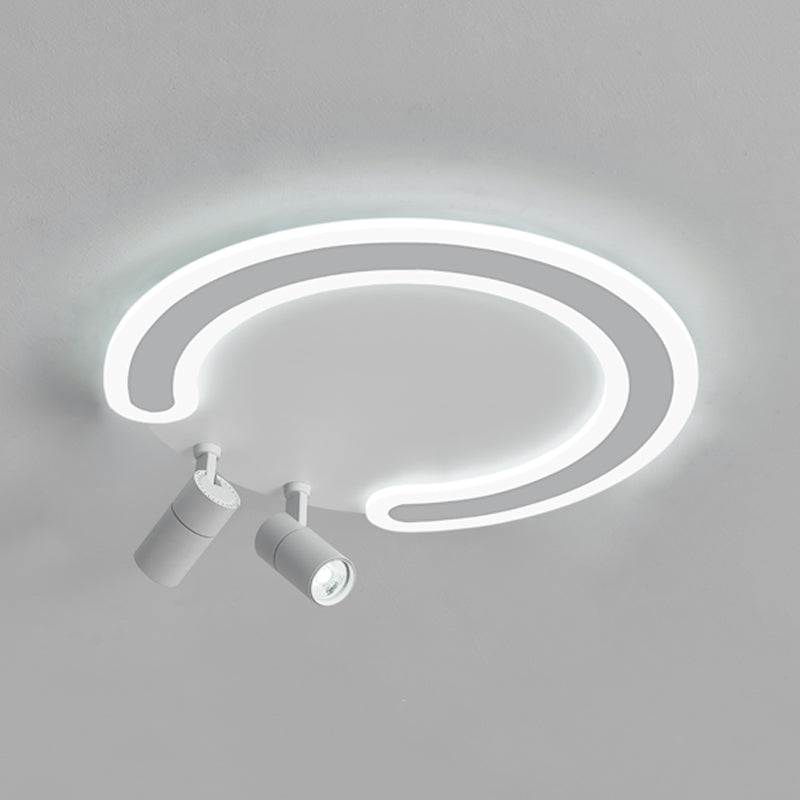 White Flush Ceiling Light Fixture LED Ceiling Lamp with Spotlights for Living Room