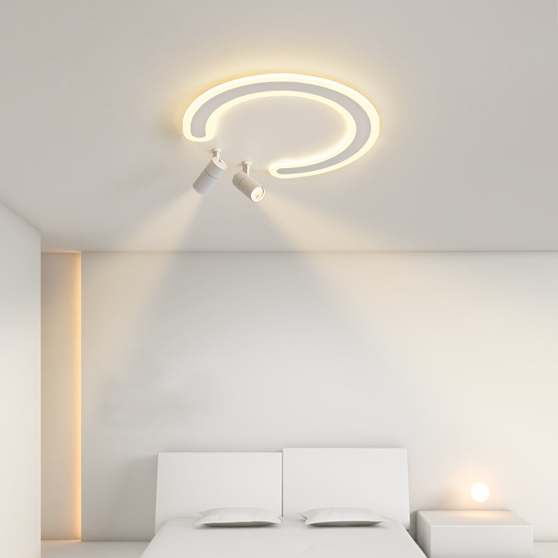 White Flush Ceiling Light Fixture LED Ceiling Lamp with Spotlights for Living Room