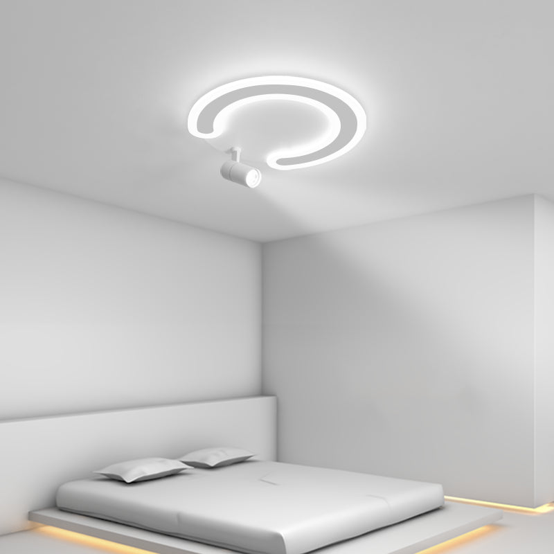 White Flush Ceiling Light Fixture LED Ceiling Lamp with Spotlights for Living Room