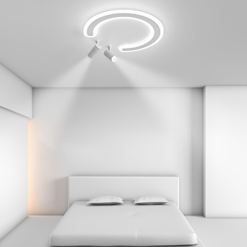 White Flush Ceiling Light Fixture LED Ceiling Lamp with Spotlights for Living Room