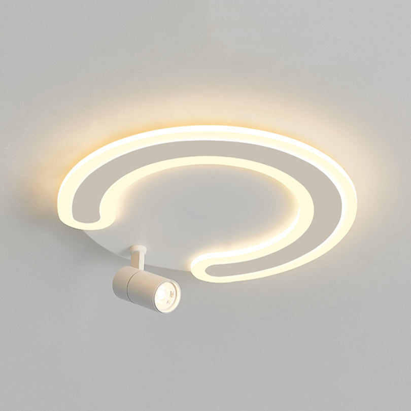 White Flush Ceiling Light Fixture LED Ceiling Lamp with Spotlights for Living Room