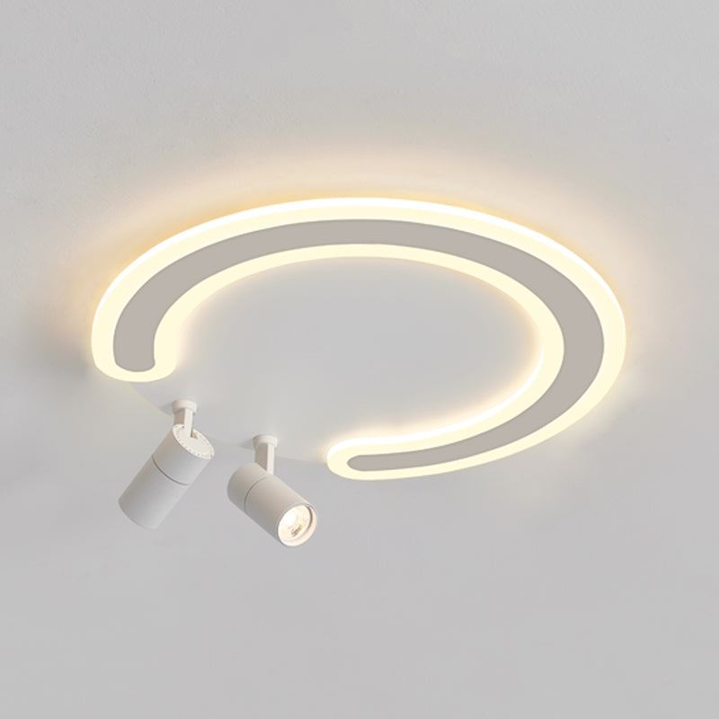 White Flush Ceiling Light Fixture LED Ceiling Lamp with Spotlights for Living Room