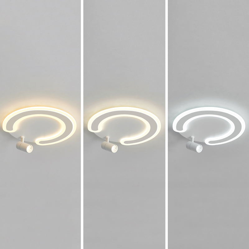 White Flush Ceiling Light Fixture LED Ceiling Lamp with Spotlights for Living Room