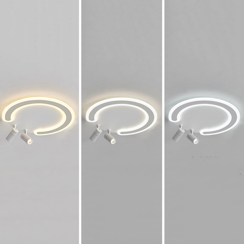 White Flush Ceiling Light Fixture LED Ceiling Lamp with Spotlights for Living Room