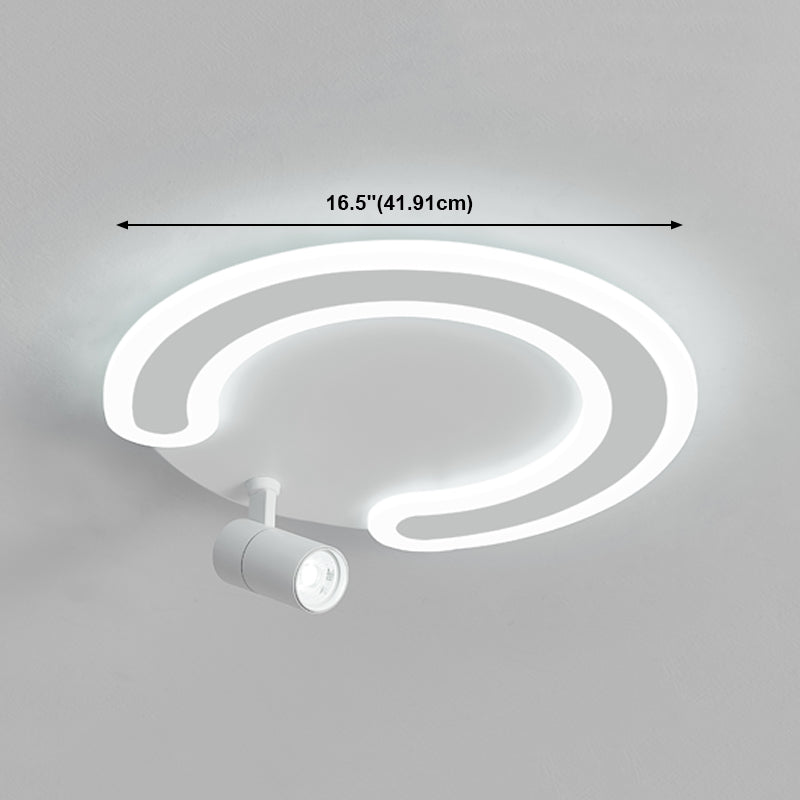 White Flush Ceiling Light Fixture LED Ceiling Lamp with Spotlights for Living Room