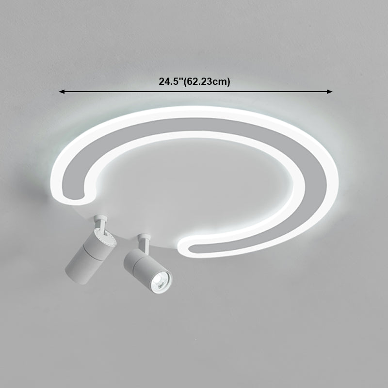 White Flush Ceiling Light Fixture LED Ceiling Lamp with Spotlights for Living Room