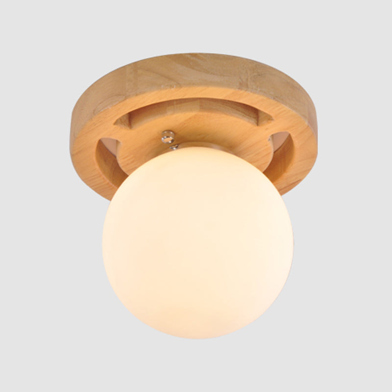 Plafonnier à abat-jour en verre, luminaire de plafond pour allée en bois de Style nordique