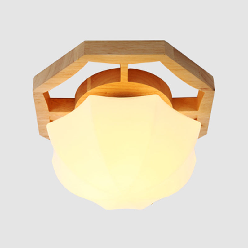 Plafonnier à abat-jour en verre, luminaire de plafond pour allée en bois de Style nordique