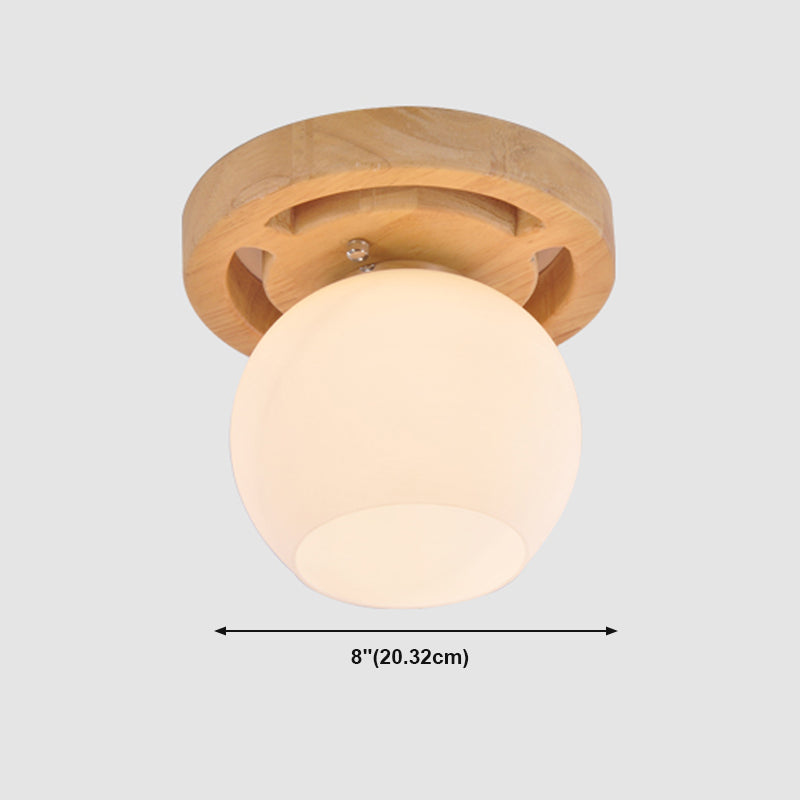Plafonnier à abat-jour en verre, luminaire de plafond pour allée en bois de Style nordique