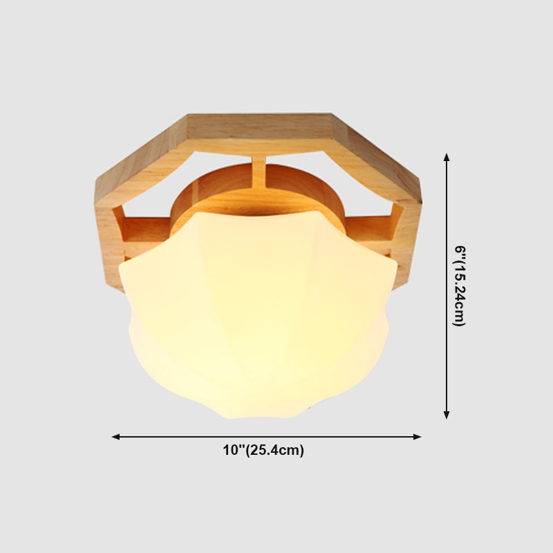 Plafonnier à abat-jour en verre, luminaire de plafond pour allée en bois de Style nordique