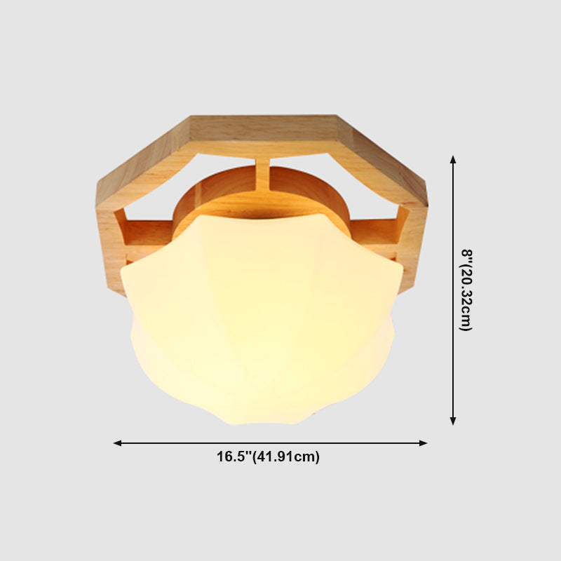 Plafonnier à abat-jour en verre, luminaire de plafond pour allée en bois de Style nordique
