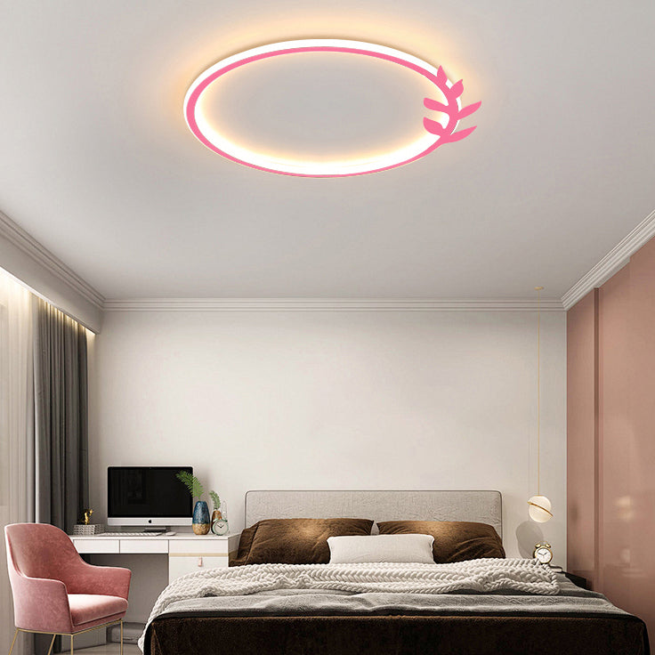 Metal Circle Flush Mount Light Fixture Modern Style LED Ceiling Mount Light