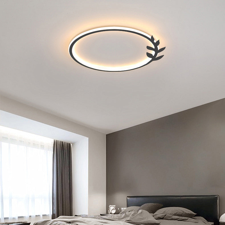 Metal Circle Flush Mount Light Fixture Modern Style LED Ceiling Mount Light
