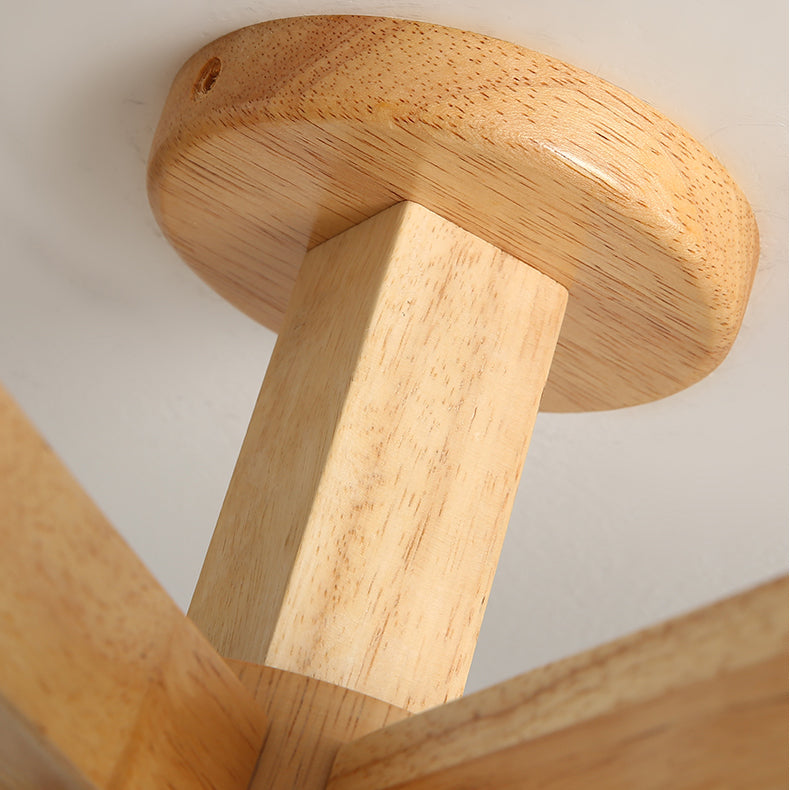 Cylindrical Semi Flush Ceiling Light Simple Style Living Room Wood Ceiling Lamp in Beige