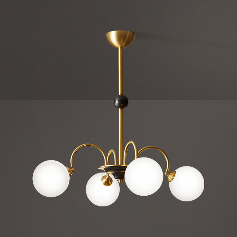 Gold Chandelier Light Fixtures Modern Multi-Head Hanging Pendant Lamps with Glass Shade