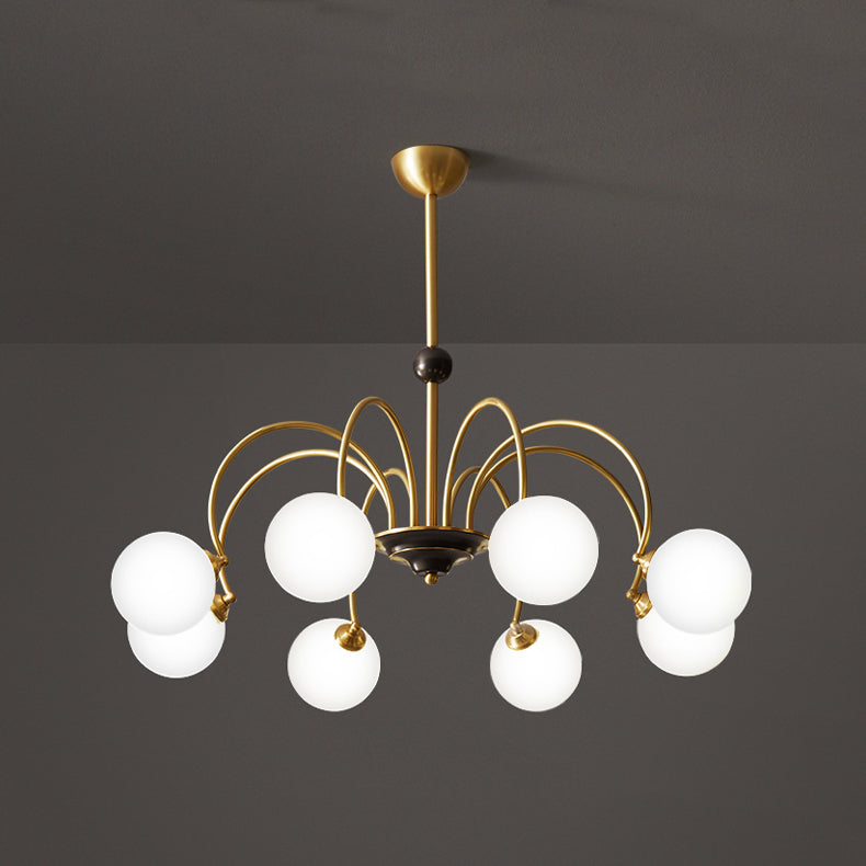 Gold Chandelier Light Fixtures Modern Multi-Head Hanging Pendant Lamps with Glass Shade