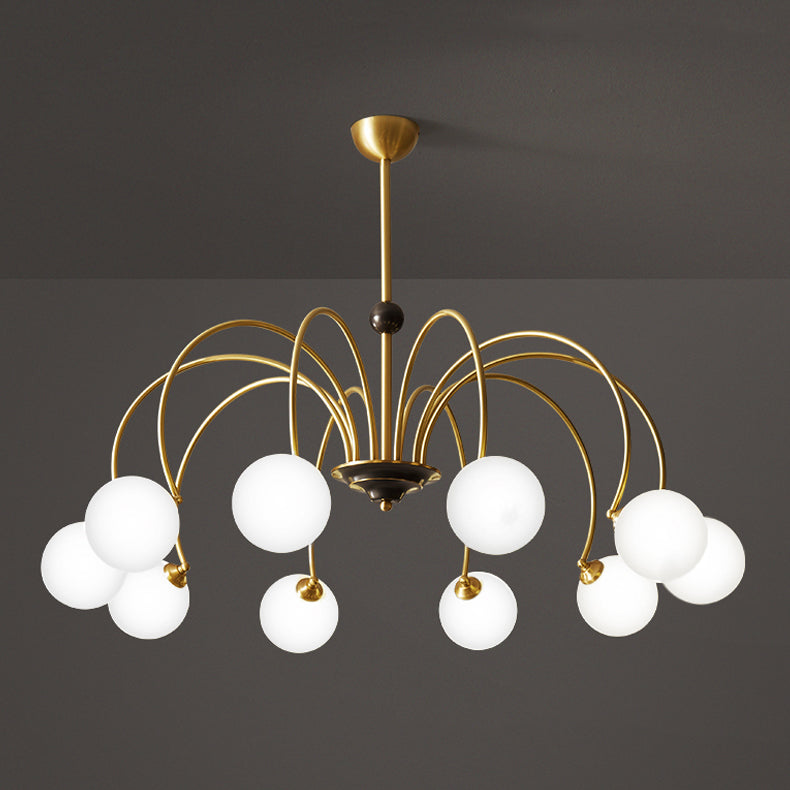 Gold Chandelier Light Fixtures Modern Multi-Head Hanging Pendant Lamps with Glass Shade