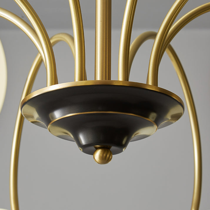 Gold Chandelier Light Fixtures Modern Multi-Head Hanging Pendant Lamps with Glass Shade