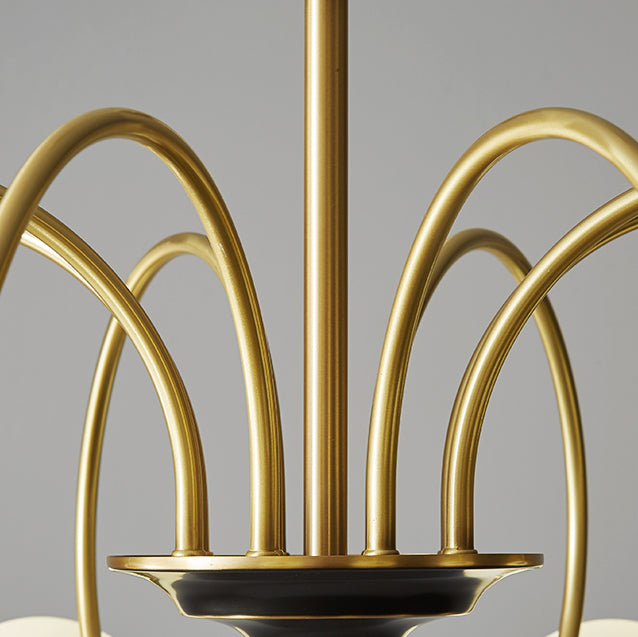 Gold Chandelier Light Fixtures Modern Multi-Head Hanging Pendant Lamps with Glass Shade