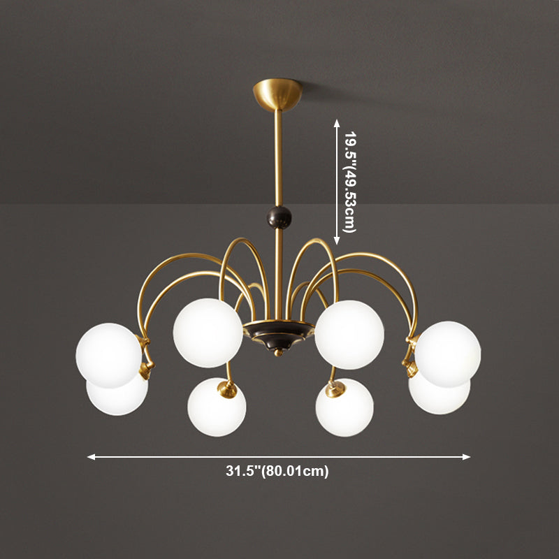 Gold Chandelier Light Fixtures Modern Multi-Head Hanging Pendant Lamps with Glass Shade