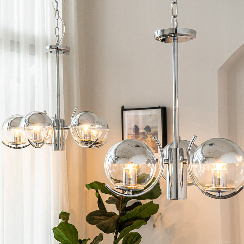 Metal Chandelier Light Fixtures Modern Multi-Head Globe Pendant Lamps for Living Room
