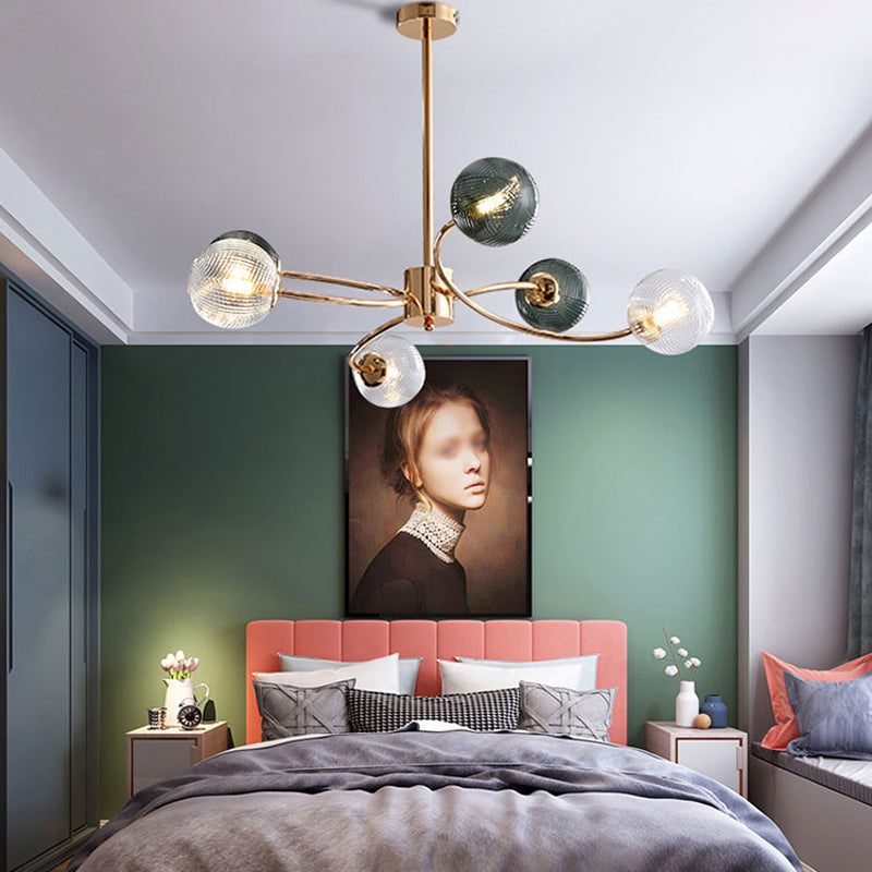 Metal Chandelier Light Fixtures Modern Multi-Head Globe Pendant Lamp for Living Room