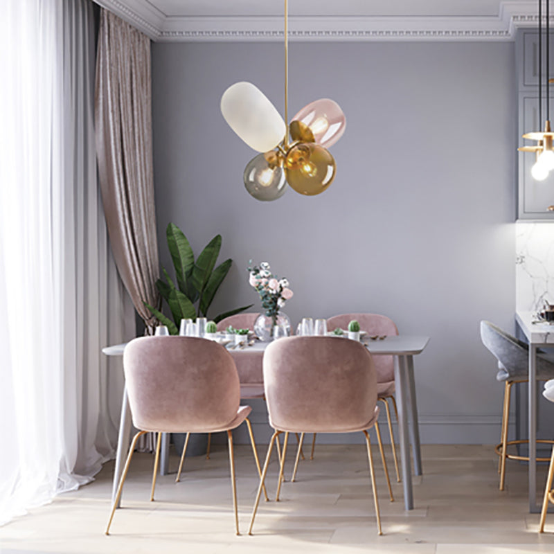 Gold Chandelier Light Fixtures Modern 4-Head Hanging Pendant Lamps for Living Room