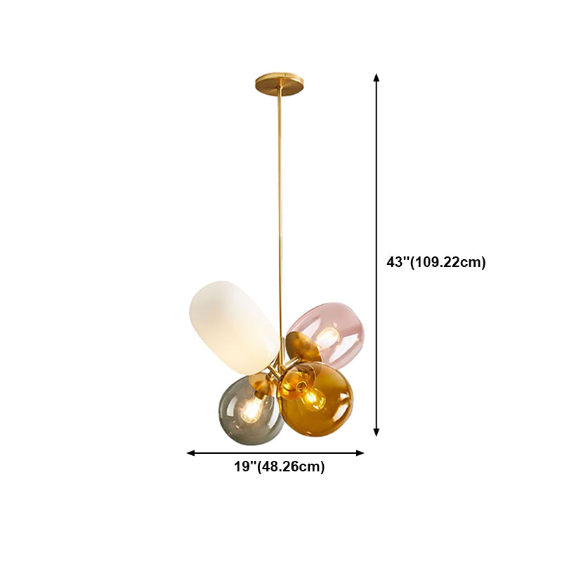 Gold Chandelier Light Fixtures Modern 4-Head Hanging Pendant Lamps for Living Room