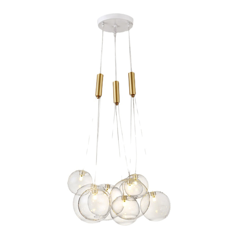 Clear Glass Chandelier Light Fixtures Modern Multi-Head Globe Pendant Lamp for Living Room