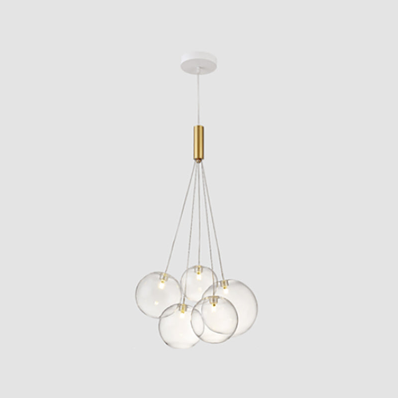Clear Glass Chandelier Light Fixtures Modern Multi-Head Globe Pendant Lamp for Living Room