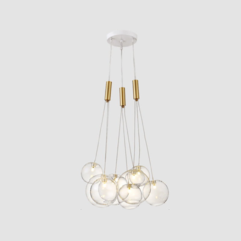 Clear Glass Chandelier Light Fixtures Modern Multi-Head Globe Pendant Lamp for Living Room