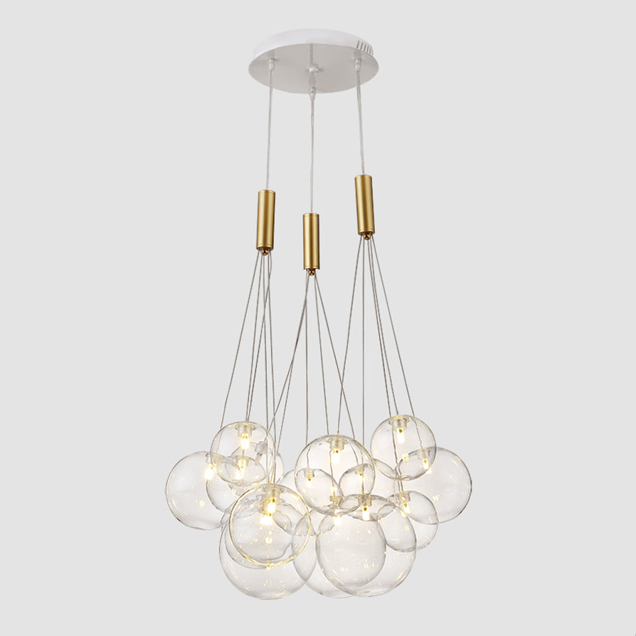 Clear Glass Chandelier Light Fixtures Modern Multi-Head Globe Pendant Lamp for Living Room